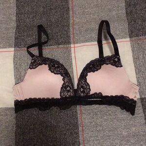 Cream Bra with Black Lace